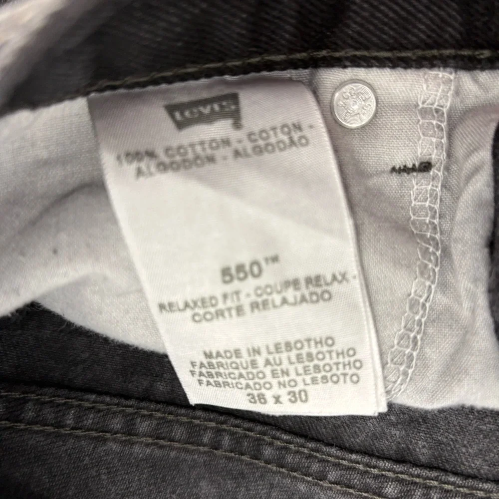 Vintage‎ Levis 550 Faded Black Relaxed Fit Jeans Y2K Punk Men 36X30 (34X26.5)